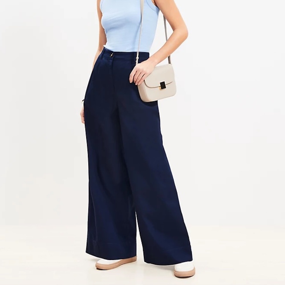 LOFT Petite Poplin Wide Leg Pants 0P
